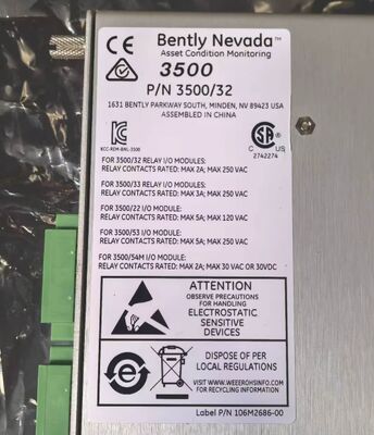 125720-02 ベントレーネバダ 3500 4チャンネルリレーモジュール フルハイト アラームドライブロジック付き